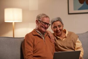 Senior couple on laptop
